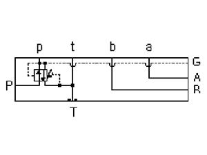 Pressure Reducing/Relieving, On P, Port 3 to T, Bottom T Port